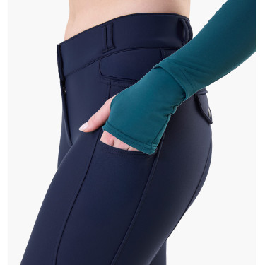 Dames winterrijbroek Horseware Flexfit met kniestukken grip Marine Marineblauw