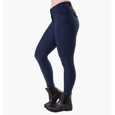 Dames winterrijbroek Horseware Flexfit met kniestukken grip Marine Marineblauw