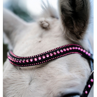 Ponyhoofdstel Horseware Diamante Flash Zwart / roze