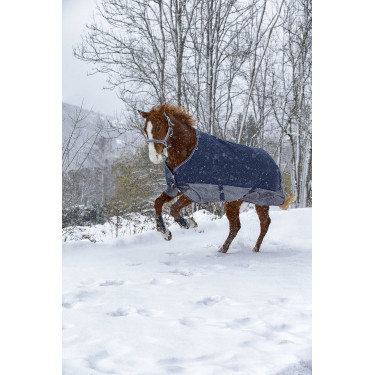 Couverture Equithème Tyrex 600D 300g Marine / gris Bleu