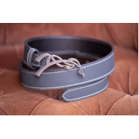 Ceinture Pénélope signature cuir perforé Bleu