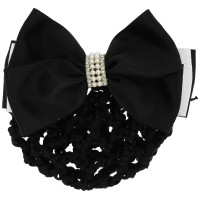 Barrette résille pour cheveux Equithème Perle Noir / blanc