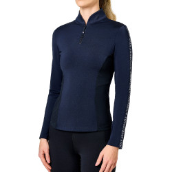 Dames longsleeve polo Equestrian Stockholm Power Marine moderne tech
