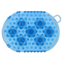 Gant double face étrille et massage Bleu ciel