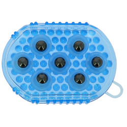 Gant double face étrille et massage Bleu ciel