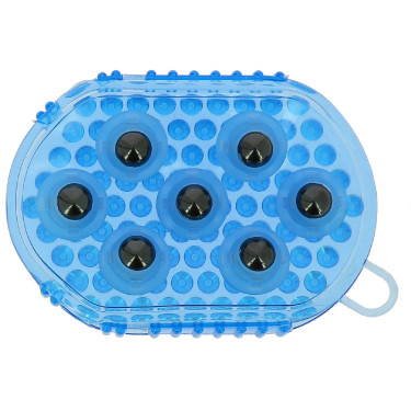Gant double face étrille et massage Bleu ciel