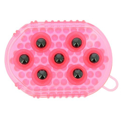 Gant double face étrille et massage Rose