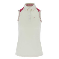 Polo piqué Equithème femme sans manches Ecru Beige