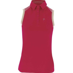 Polo piqué Equithème femme sans manches Framboise Rouge