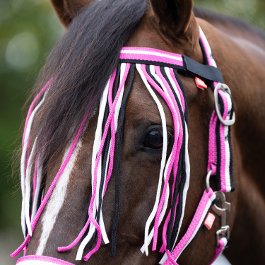 Halster en lange anti-vliegen nylon Imperial Riding Neonroze Halster en lange anti-vliegen nylon Imperial Riding Neonroze