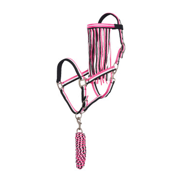 Halster en lange anti-vliegen nylon Imperial Riding Neonroze Halster en lange anti-vliegen nylon Imperial Riding Neonroze