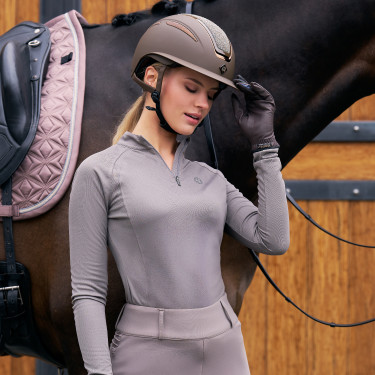 Lange mouwen polo Imperial Riding Parla dames Houtskool Grijs