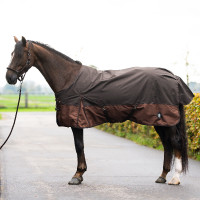 Buiten deken Imperial Riding Customized 400g met hals Donkerbruin / lichtbruin