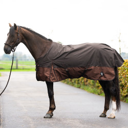 Couverture d'extérieur Imperial Riding Customized 400g avec cou Marron foncé / marron clair