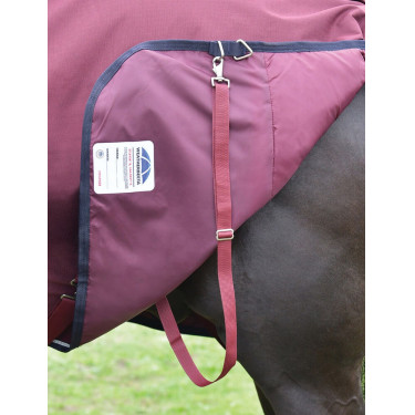 ComFiTec Essential Turnout Weatherbeeta 220g deken met afneembare hals Bordeaux / marineblauw