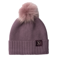Bonnet tricoté enfants  pompon amovible Horze Noa Violet silex