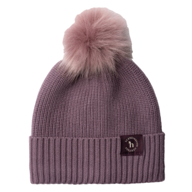 Bonnet tricoté enfants  pompon amovible Horze Noa Violet silex