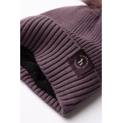 Bonnet tricoté enfants  pompon amovible Horze Noa Violet silex