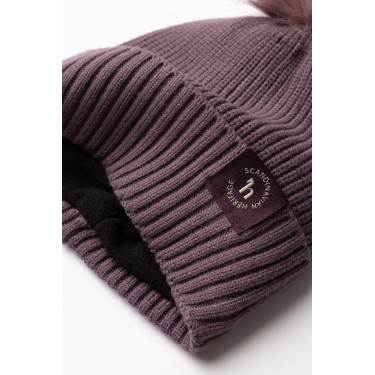 Bonnet tricoté enfants  pompon amovible Horze Noa Violet silex