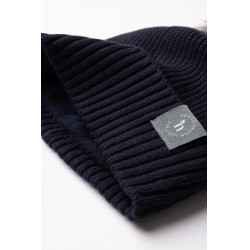 Bonnet tricoté enfants  pompon amovible Horze Noa Myrtille Gris