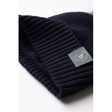 Bonnet tricoté enfants  pompon amovible Horze Noa Myrtille Gris