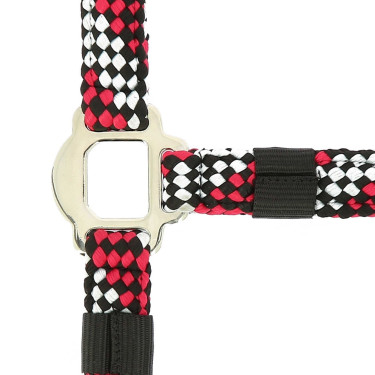 Halster + lijn Equitheme Gevlochten Fuchsia / grijs / zwart Roze