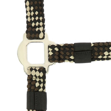 Halster + lijn Equitheme Gevlochten Beige / chocolade / zwart