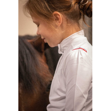 Wedstrijdpolo Eden by PL Brugge Wit / blauw wit rood lint