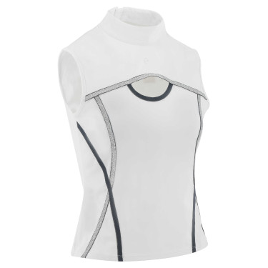 Polo Equithème Puebla sans manches Blanc / gris