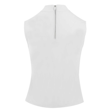 Polo Equithème Puebla sans manches Blanc / gris