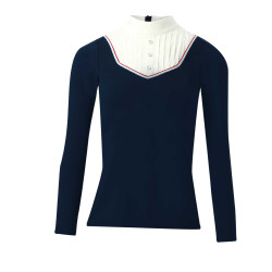 Polo Equithème Cabourg manches longues Bleu marine Polo Equithème Cabourg manches longues Bleu marine