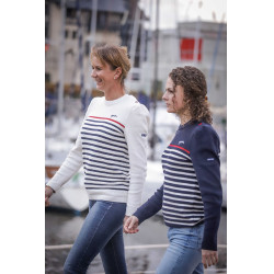 Trui Pénélope x Saint James Maelle Ecru / marine / rood Motieven