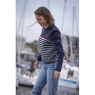 Pull Pénélope x Saint James Maelle Marine / écru / rouge Motifs