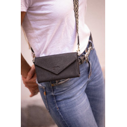 Phone Pocket Pénélope perforatieleer zwart