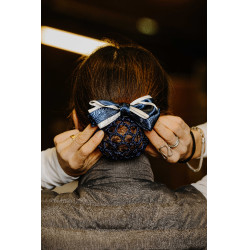 Barrette résille pour cheveux Equithème Duo Bleu marine / blanc