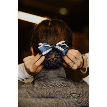 Barrette résille pour cheveux Equithème Duo Bleu marine / blanc
