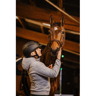 Equithème Agris helm met brede klep Zilverzwart