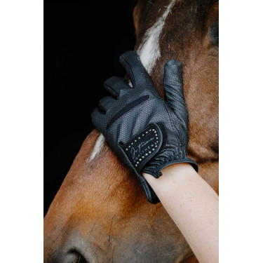 Handschoenen Ik hou van je Equithème Strass Zwart
