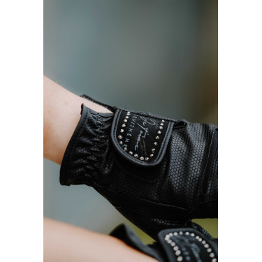 Gants Je t'aime Equithème Strass Noir Gants Je t'aime Equithème Strass Noir