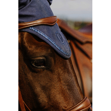 Bonnet chasse mouche Je t'aime Equithème Origine Bleu marine