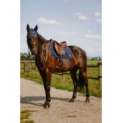 Bonnet chasse mouche Je t'aime Equithème Origine Bleu marine