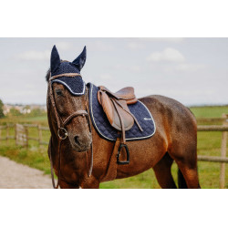 Bonnet chasse mouche Je t'aime Equithème Mirror Bleu