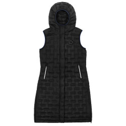 Lange naadloze gewatteerde jas Je t'aime Equithème Navina dames Zwart