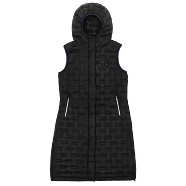 Veste longue sans manches matelassée sans couture Je t'aime Equithème Navina femme Noir