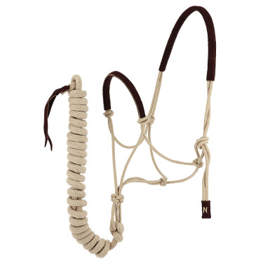 Licol éthologique + longe Norton Suède Beige / brun