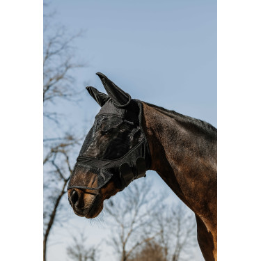 Vliegenmasker anti-UV Equithème Soft met neus Zwart