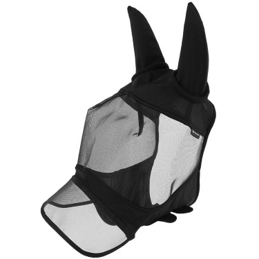 Vliegenmasker anti-UV Equithème Soft met neus Zwart