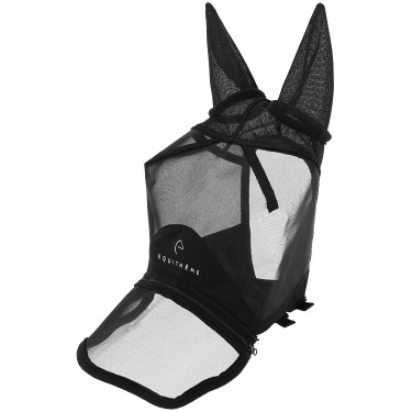 Vliegenmasker anti-UV Equithème Zipper Zwart Vliegenmasker anti-UV Equithème Zipper Zwart