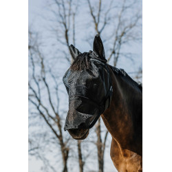 Masque anti-mouches anti-UV Equithème 2 en 1 Noir