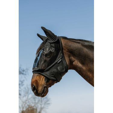 Masque anti-mouches/ anti-UV Equithème Doux Noir Masque anti-mouches/ anti-UV Equithème Doux Noir